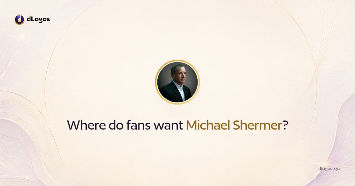Speaker card: Michael Shermer on dLogos
